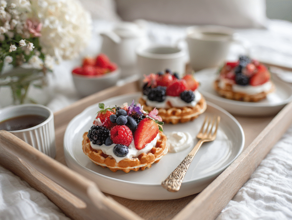 Healthy donut chaffle served with berries