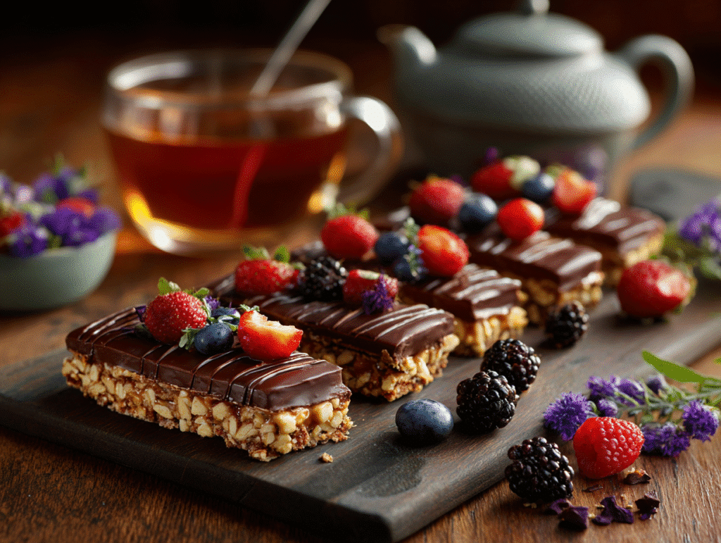 Protein Twix Bars on dessert board