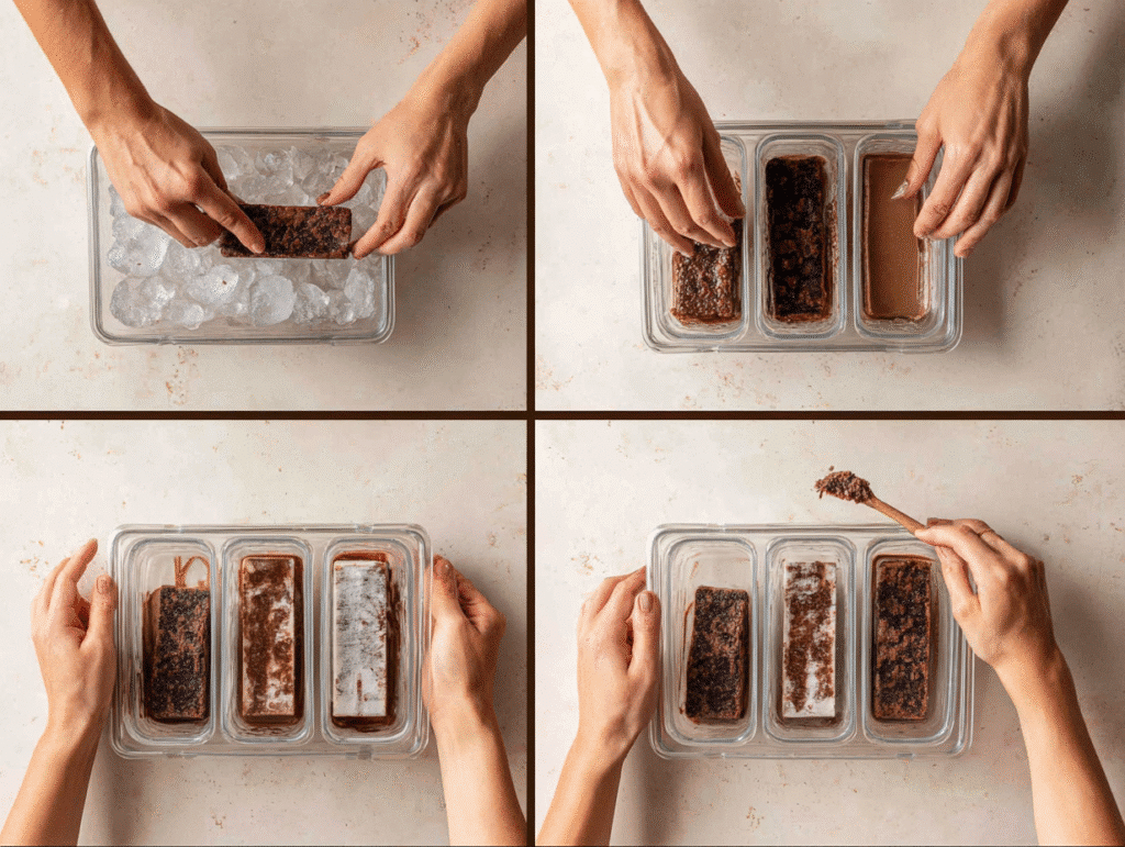 Layering brownies in popsicle molds