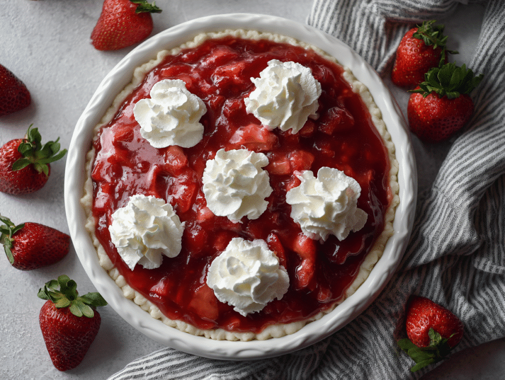 Strawberry pie filling with cream cheese cubes
