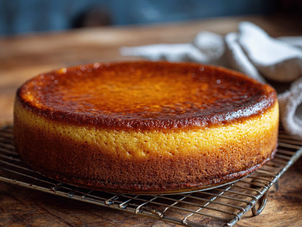 Baked butterscotch cheesecake cooling