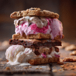 Double-decker ice cream sandwich with layers