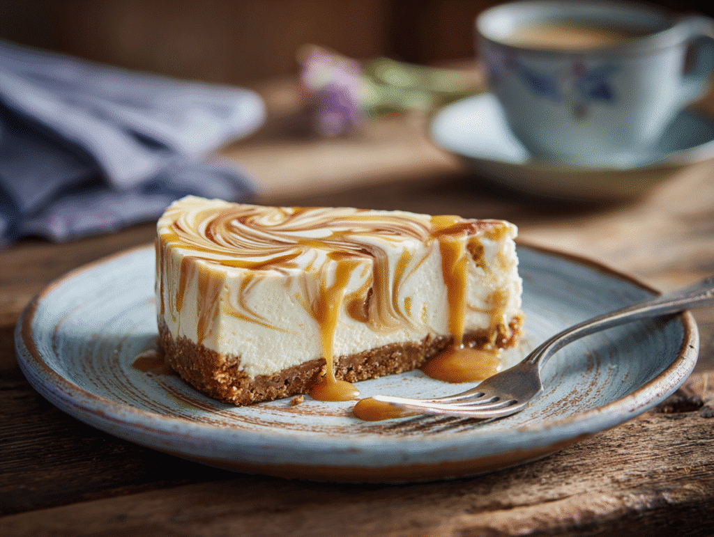No-Bake Butterscotch Swirl Cheesecake