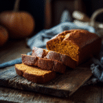 Moist Pumpkin Bread on rustic table
