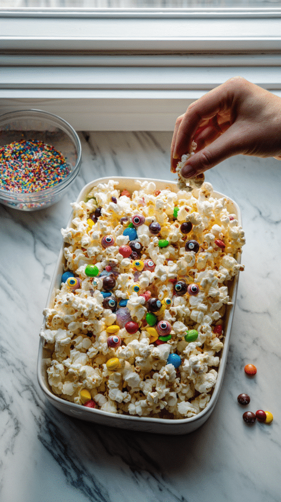 Adding Candy to Hocus Pocus Popcorn