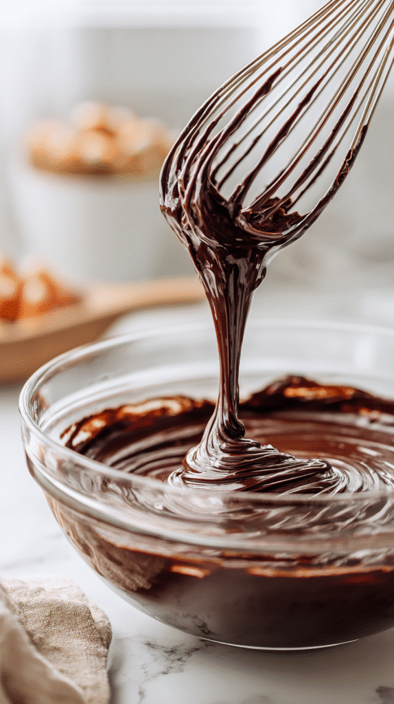 Chocolate cupcake batter being mixed
