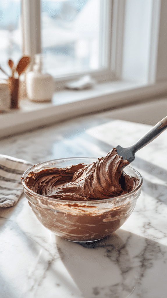 Mixing chocolate base for black icing
