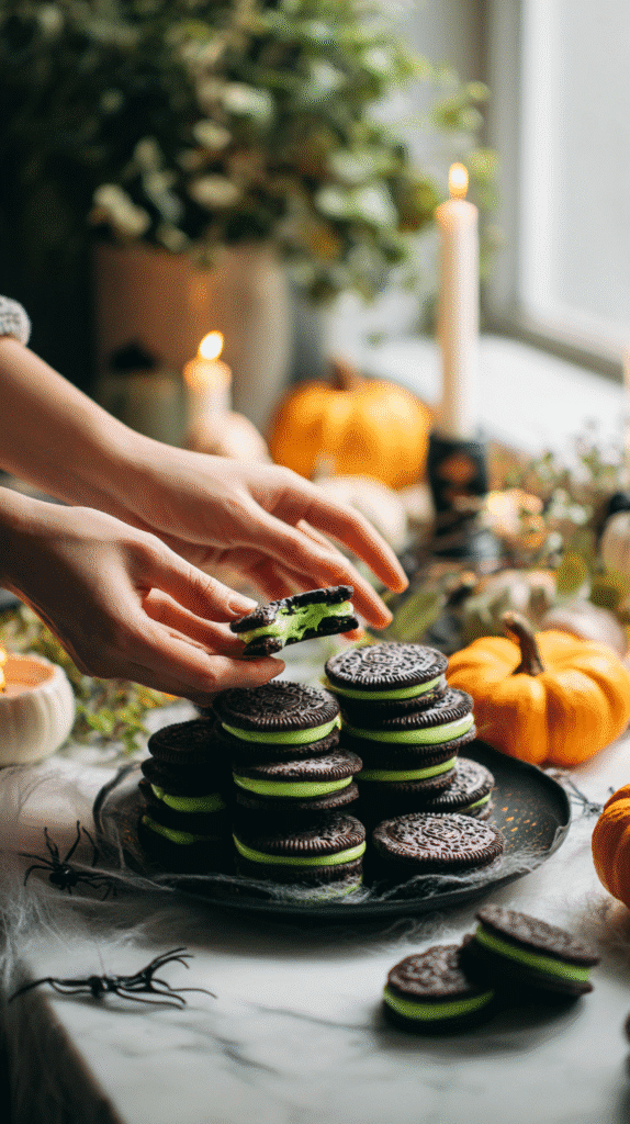 Slime filled Halloween cookies served for party