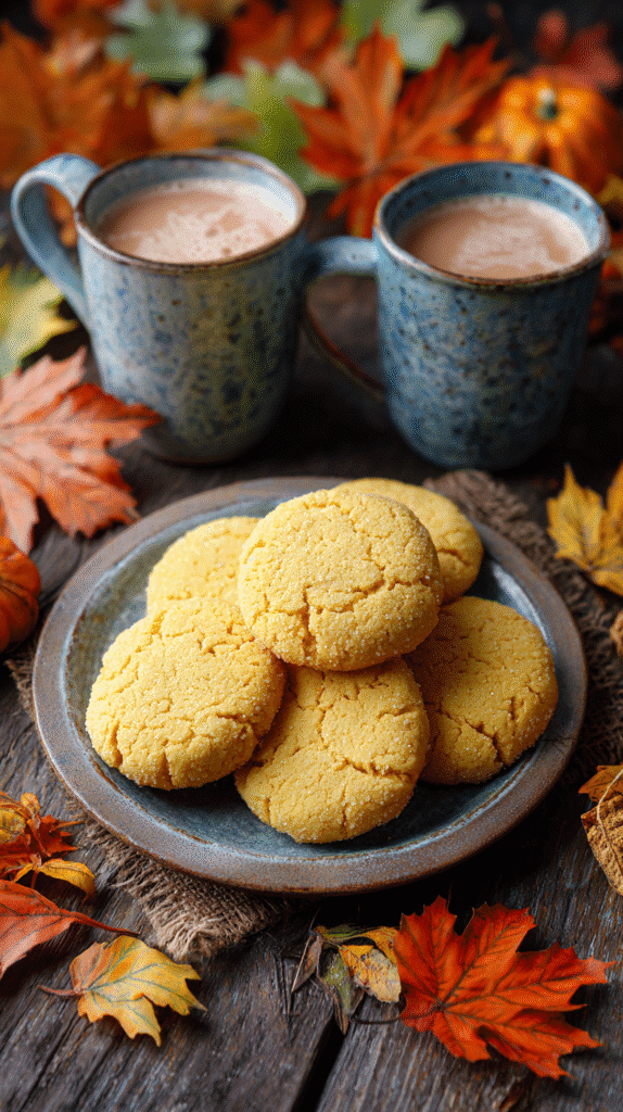 Pumpkin sugar cookies served with lattes