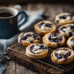 Blueberry cheesecake swirl cookies cooling on rack