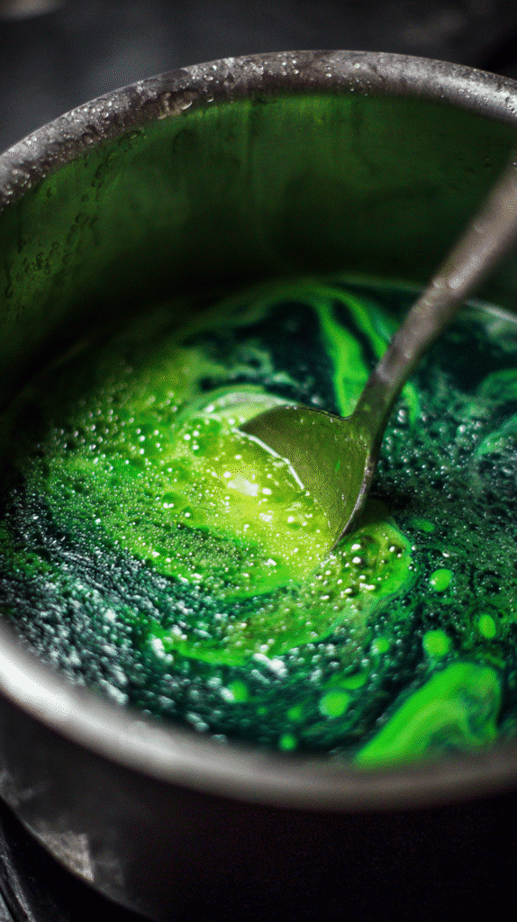 Melting marshmallows for Frankenstein Rice Krispie Treats