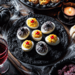 creepy deviled eggs for Halloween platter