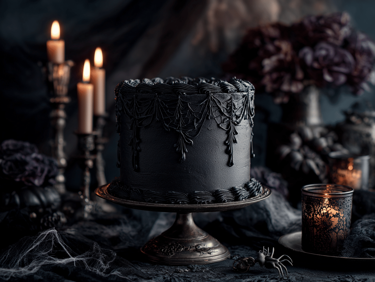 Black Velvet Halloween Cake