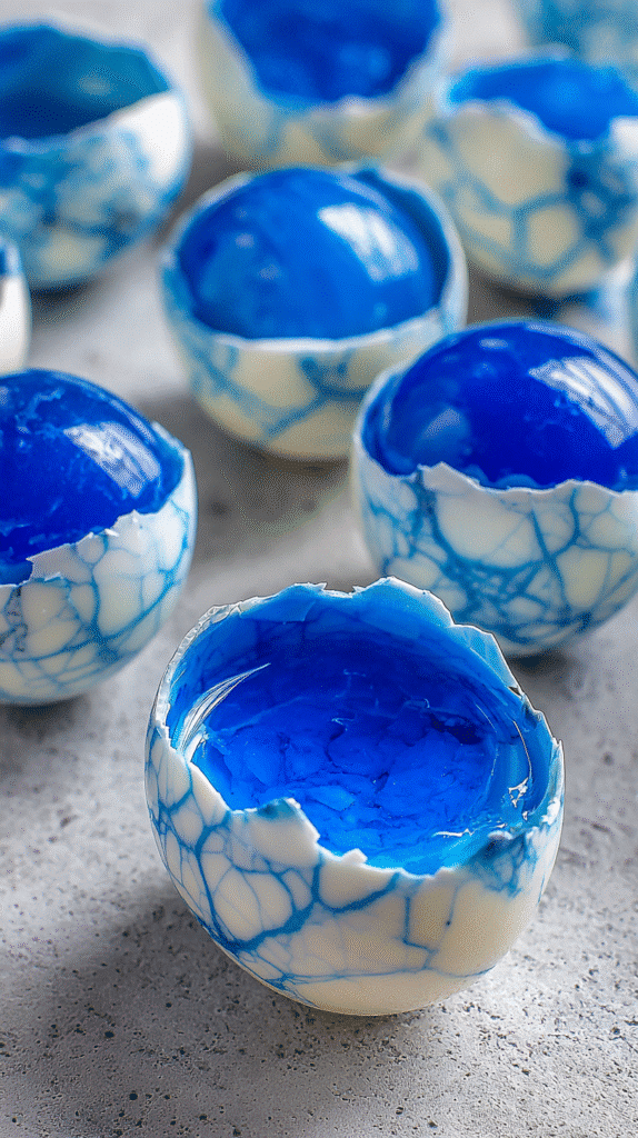cracked Halloween eggs in dye