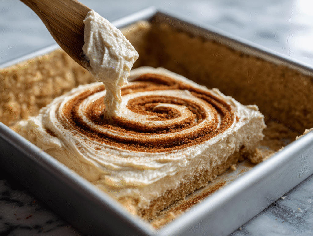 Assembling cinnamon roll bliss bars step-by-step