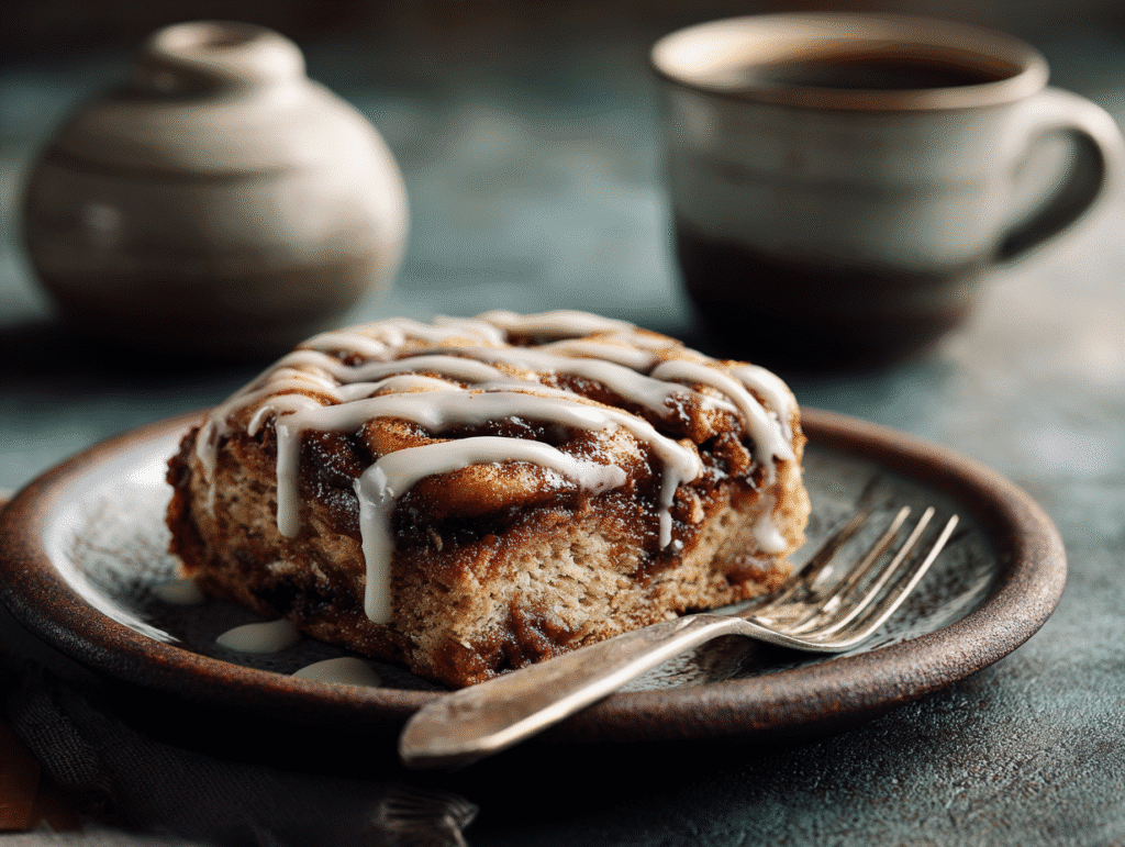 Cinnamon roll bliss bar served on plate