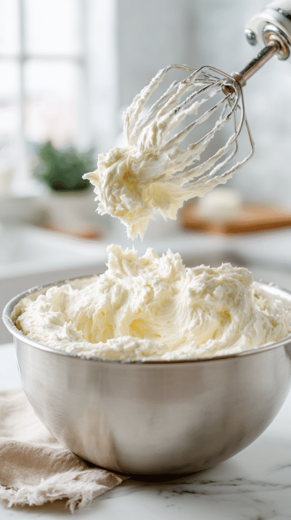 Mixing butter, cream cheese, and sugar for Strawberry Cream Cheese Pound Cake batter.