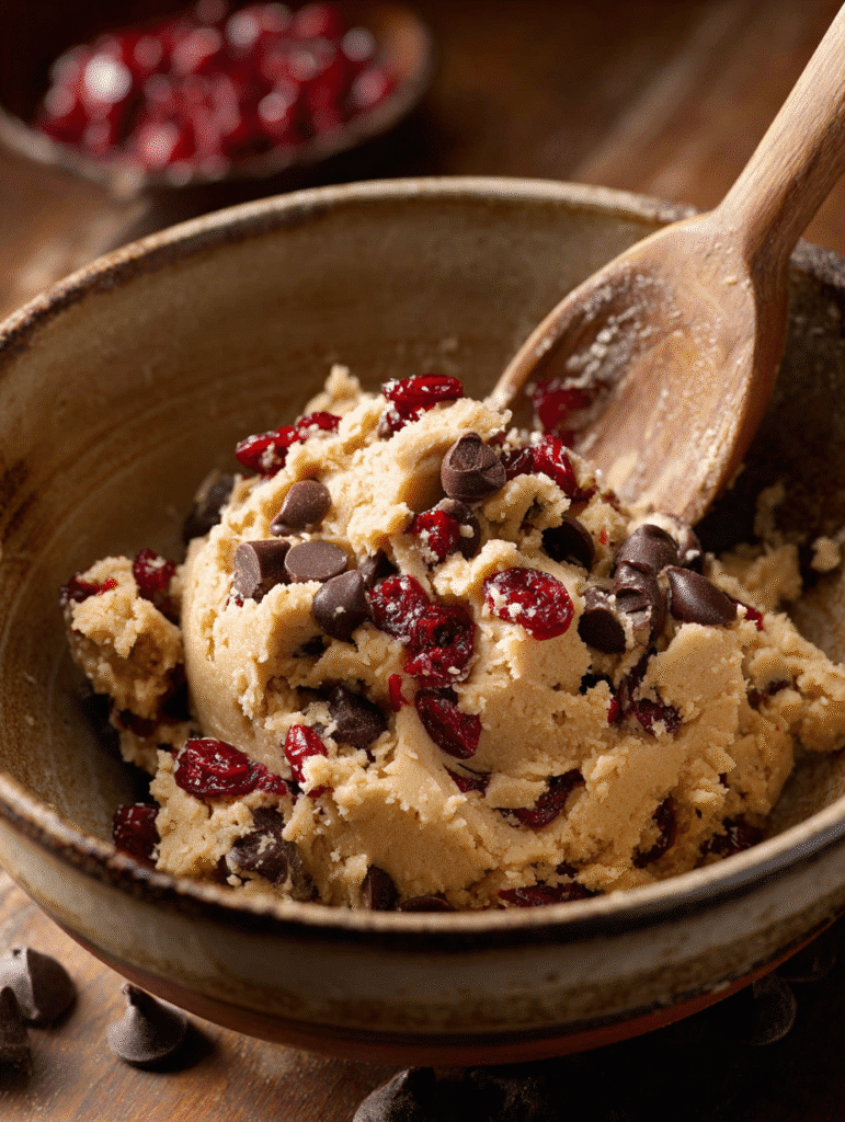 folding maraschino cherries into cookie dough