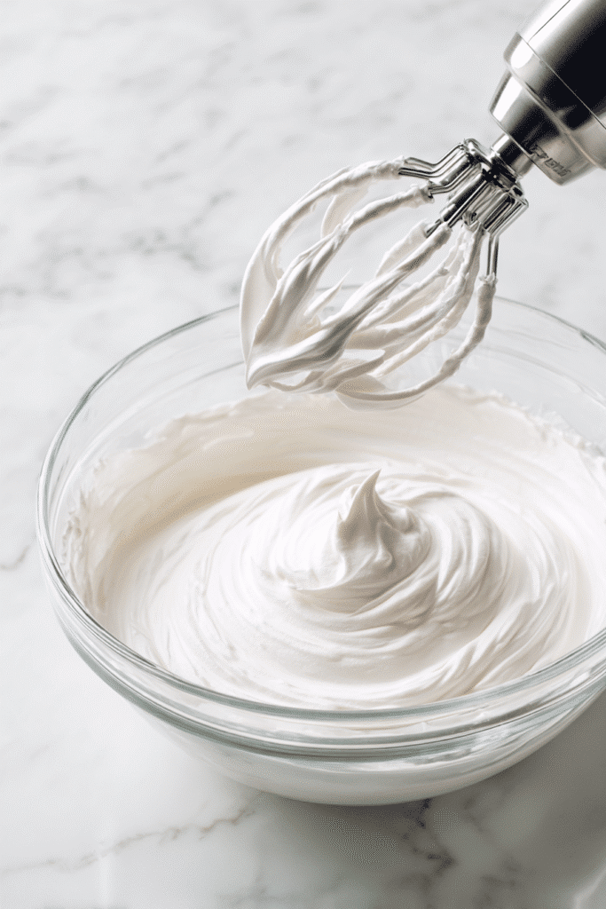 whipping egg whites in Scandinavian kitchen