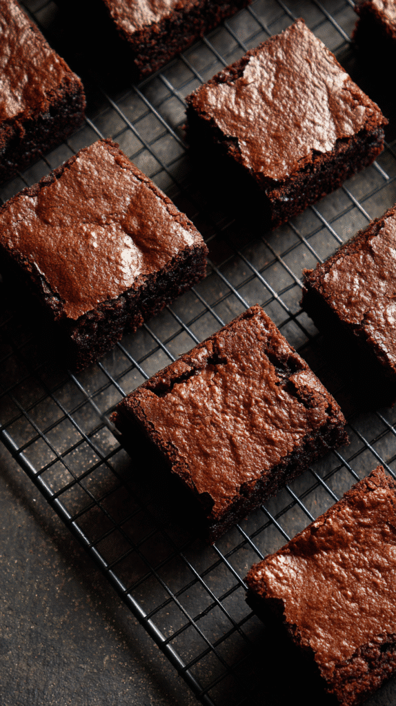 Freshly baked brownies for Frankenstein Brownies