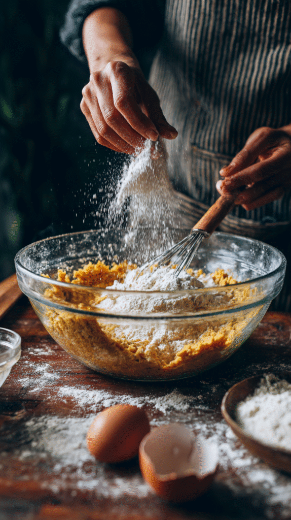 Mixing pumpkin bread batter