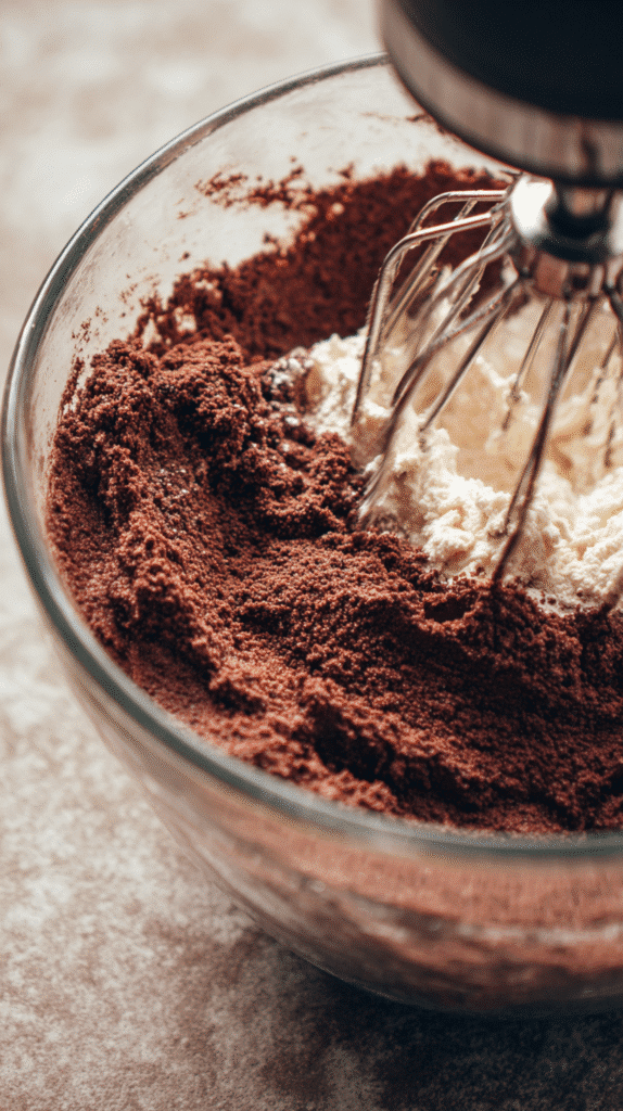 Mixing brownie mix and cream cheese in a bowl