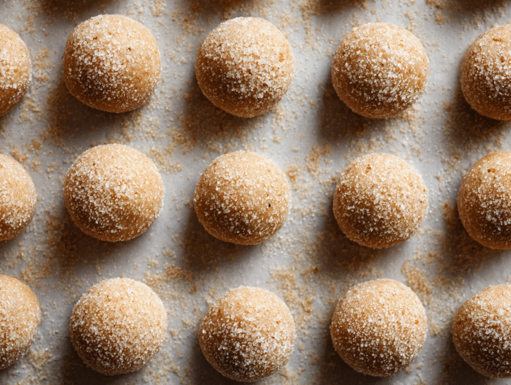Gingerbread latte cookie dough rolled and ready for baking