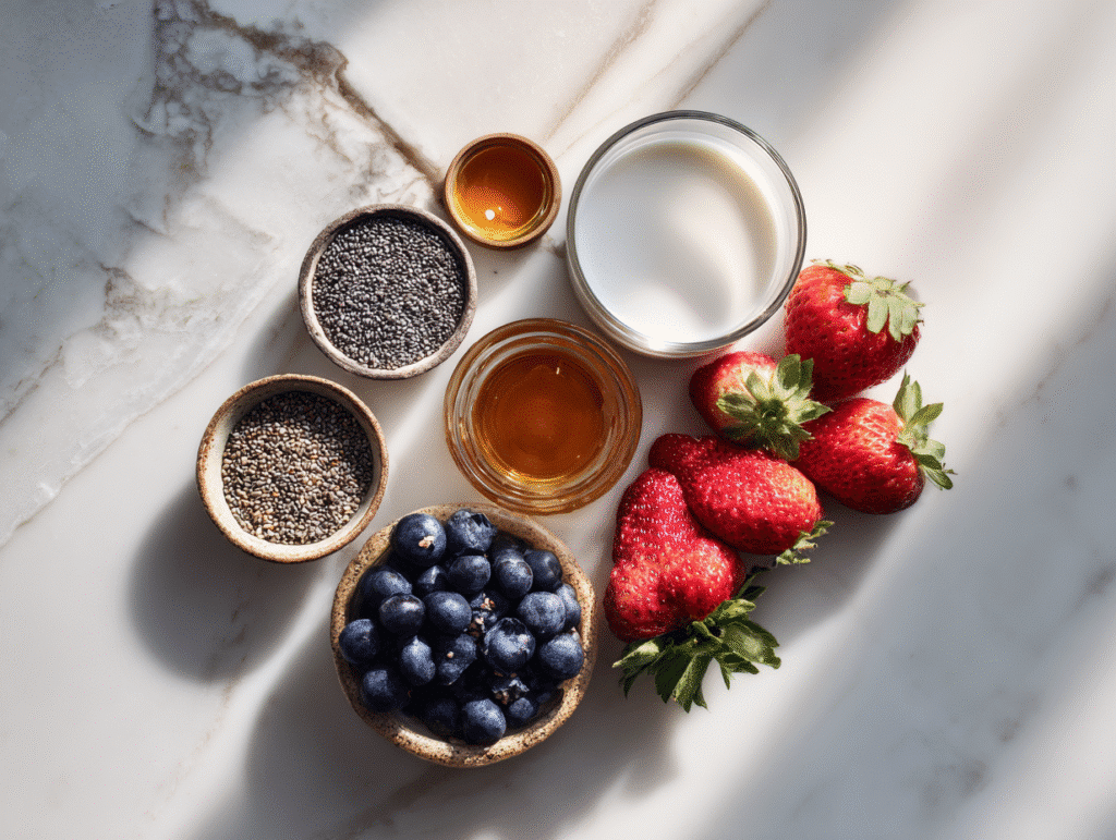 chia pudding ingredients with coconut milk