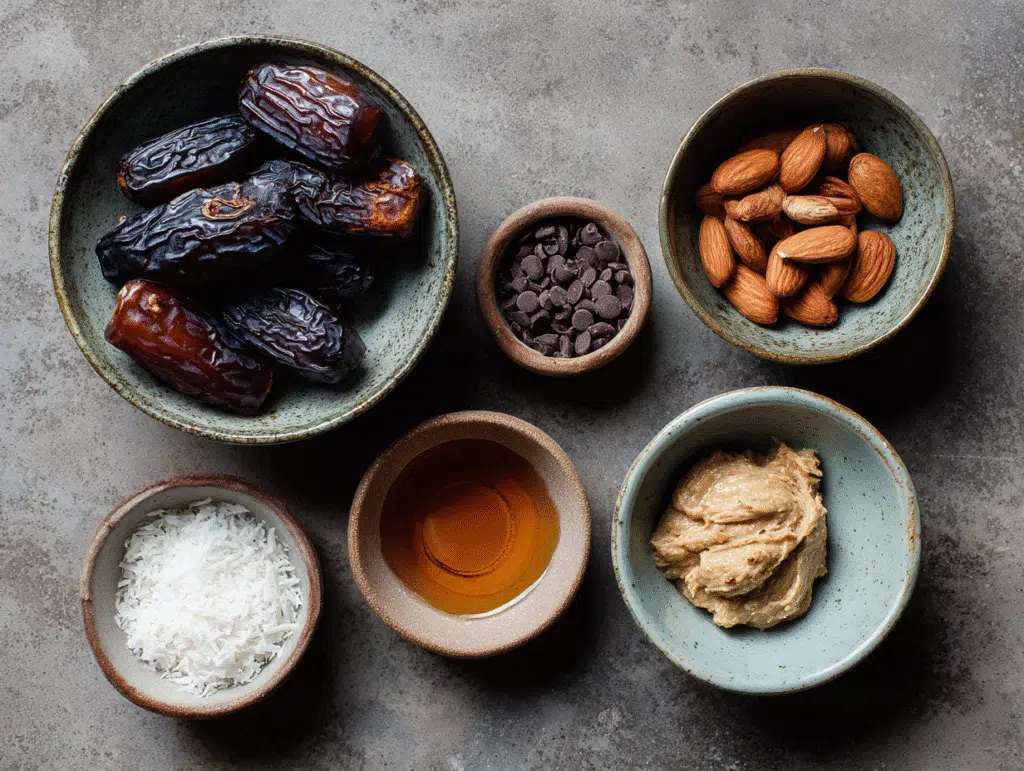 Ingredients for healthy date bars