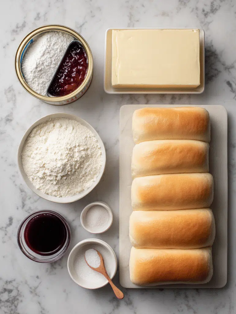 Cream cheese crescent roll ingredients on a counter