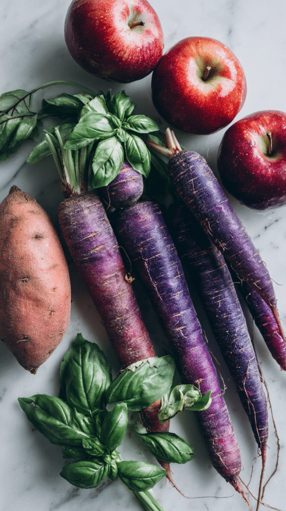 Ingredients for purple juice recipe