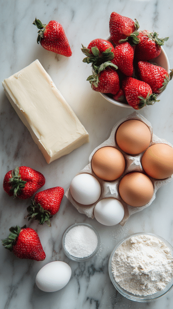Ingredients for Strawberry Cream Cheese Pound Cake