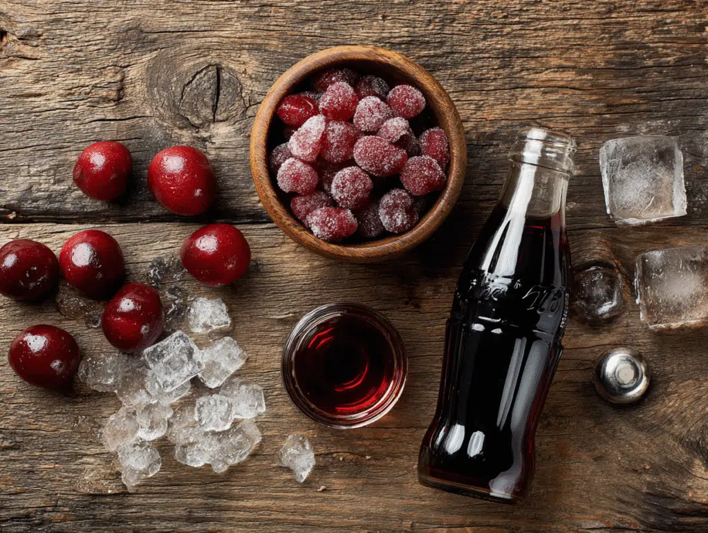 ingredients for frozen cherry vanilla cola