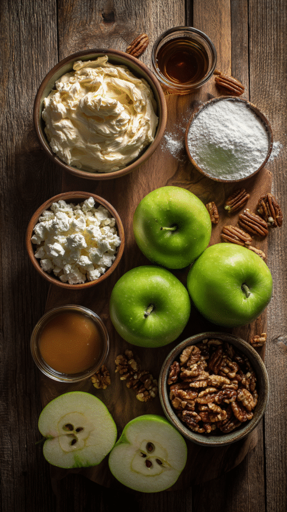 Ingredients for caramel apple cheesecake dip