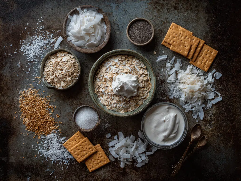Ingredients for coconut cream pie overnight oats