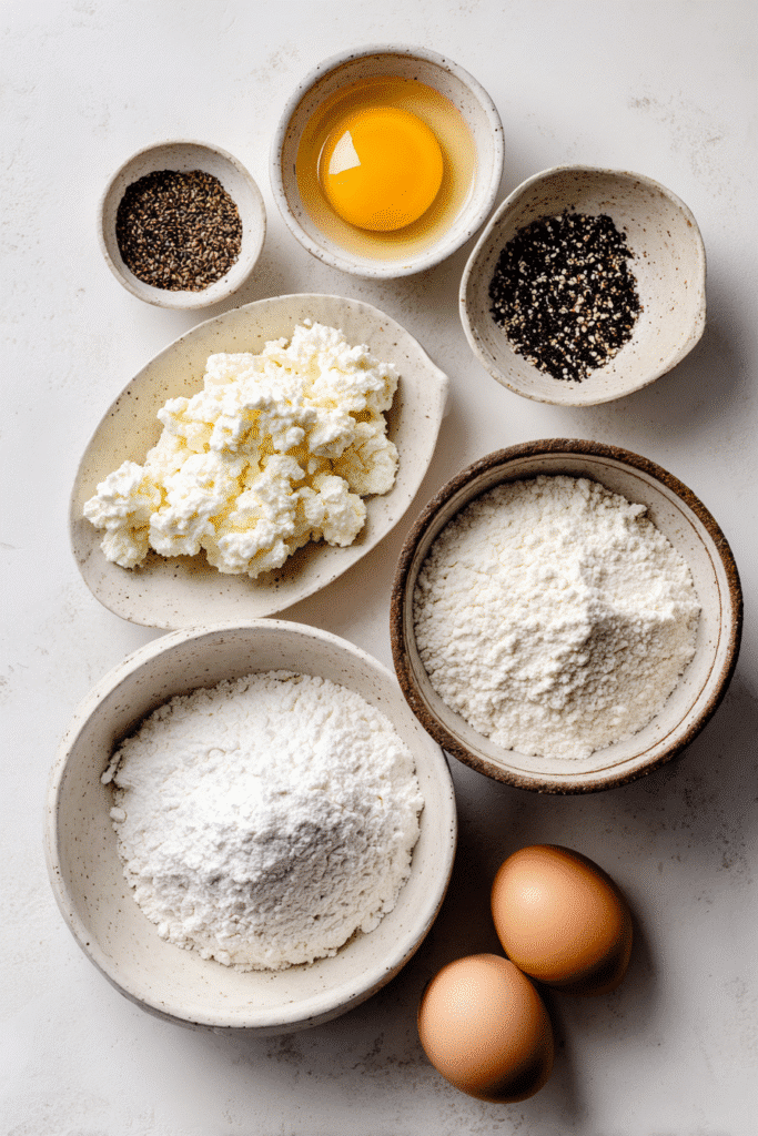 Ingredients for cottage cheese bagels