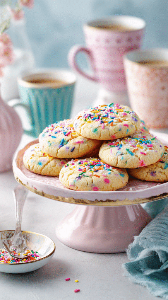 Funfetti cookies served for a party