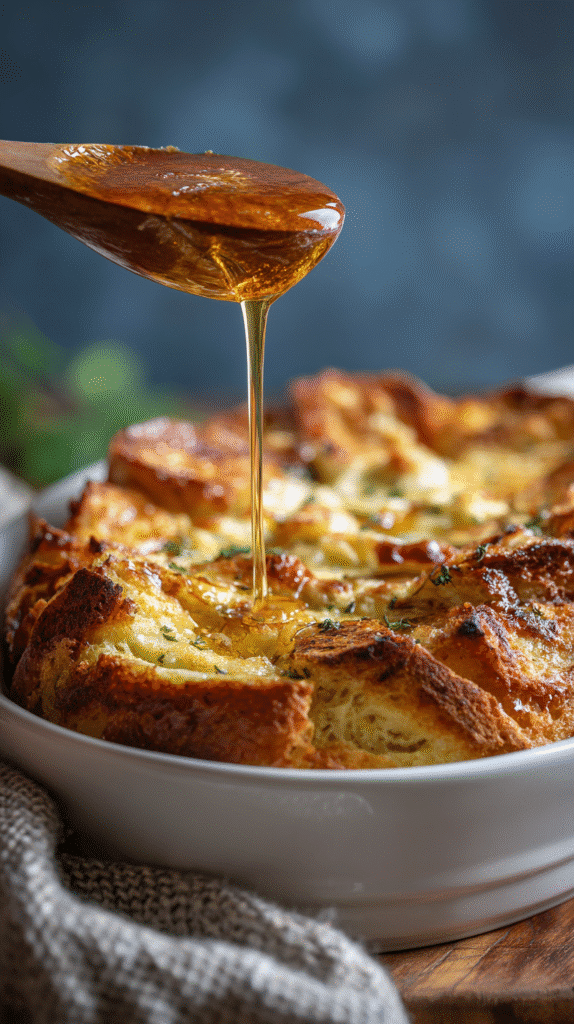 Baked Vanilla Bean French Toast Bake fresh from oven