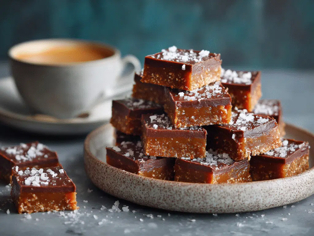 Healthy date candy bars served with coffee