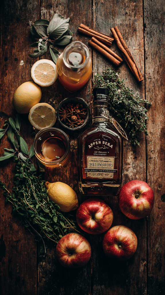 ingredients for apple cider bourbon smash