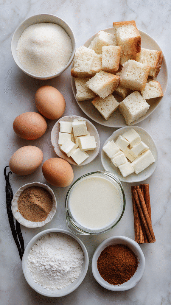 Ingredients for Vanilla Bean French Toast Bake