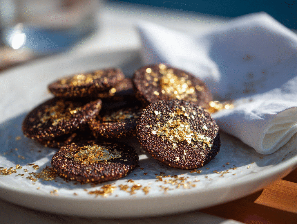 plated quinoa chocolate crisps