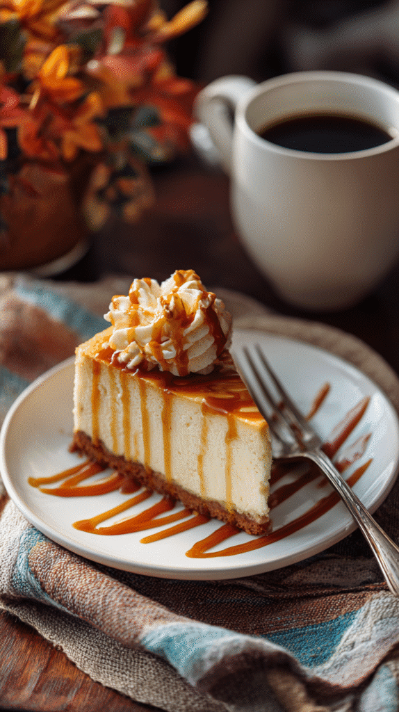 Slice of Salted Caramel Apple Pie Cheesecake