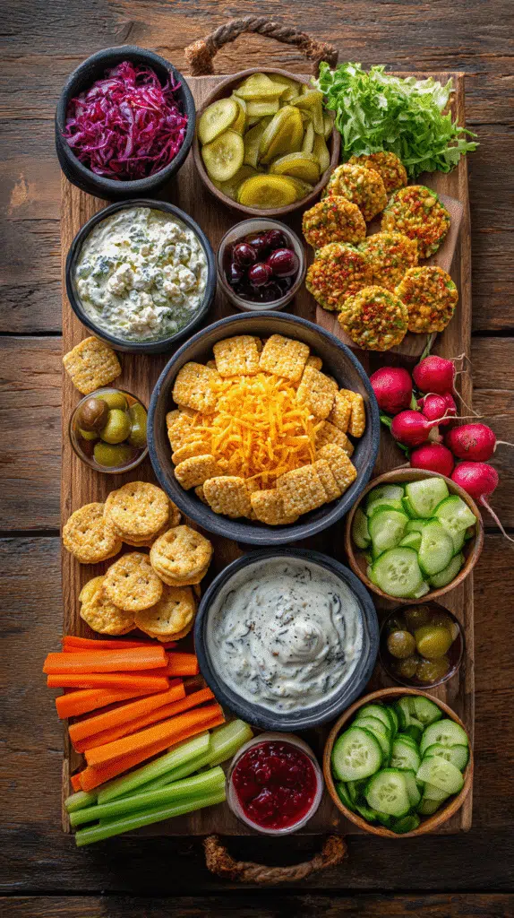 Serving Dilly Ranch Cheez Its on a snack board