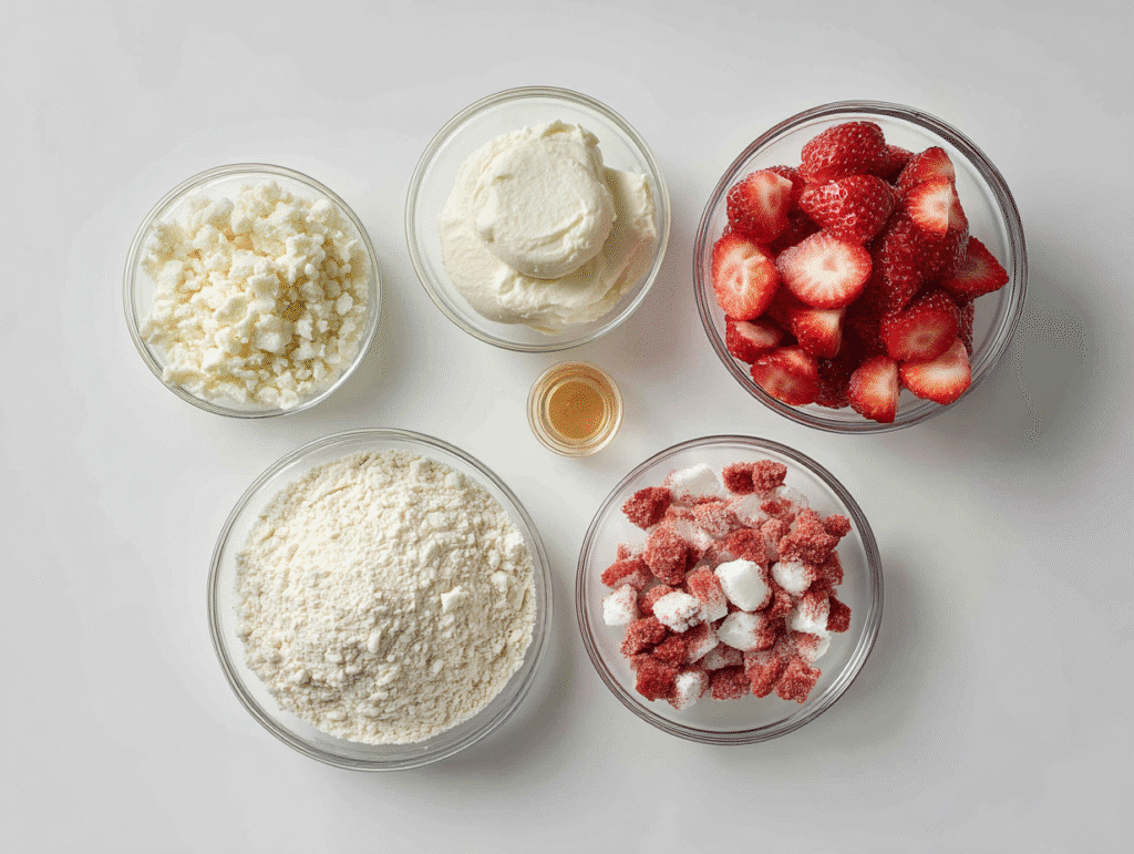 Ingredients for strawberry cheesecake protein balls