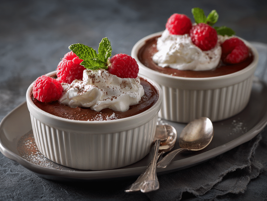 served chocolate mousse ramekins