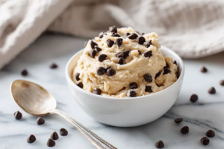 Cottage cheese cookie dough topped with chocolate chips