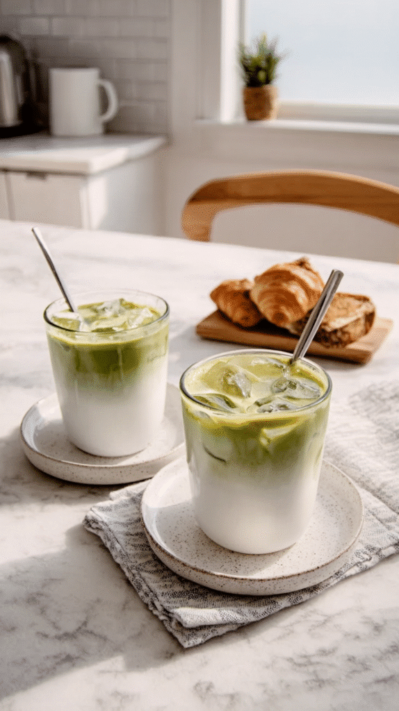 serving iced matcha latte