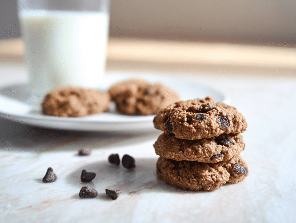 Chocolate Chip Prune Cookie Recipe on rustic plate