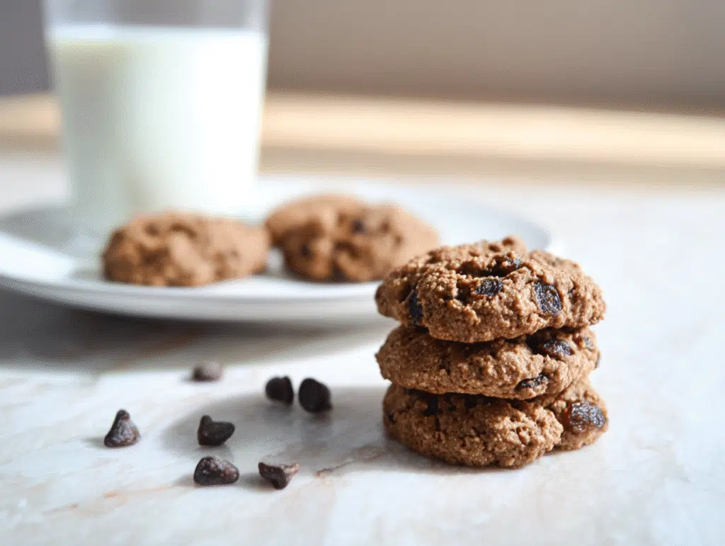 Chocolate Chip Prune Cookie Recipe on rustic plate